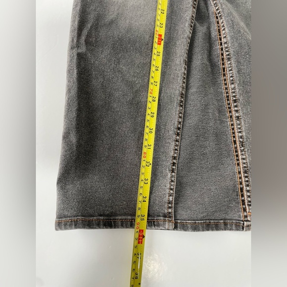 H&M Divided Black Denim Maxi Skirt High Waisted Column Front Vent Size 2 - Picture 11 of 11